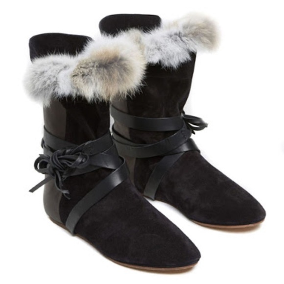 Isabel Marant Shoes - Isabel Marant Louise Paris flat boot with fur
